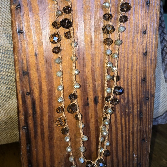 An Old Soul Necklace - Woven Smokey Gray Crystals - Picture 2 of 7